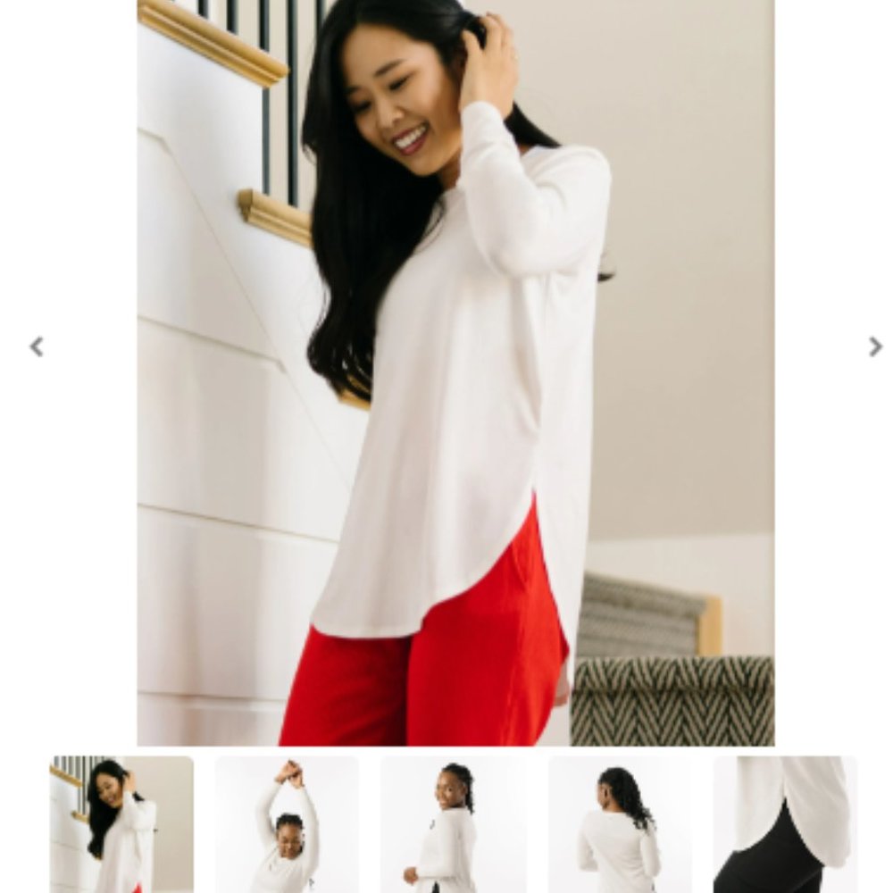 White Perfect Slit Swoop Long Sleeve T